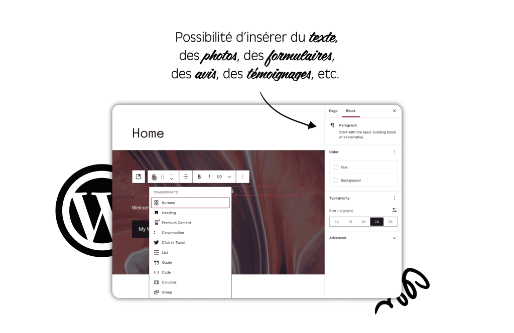 Illustration des avantages de WordPress sur Wix