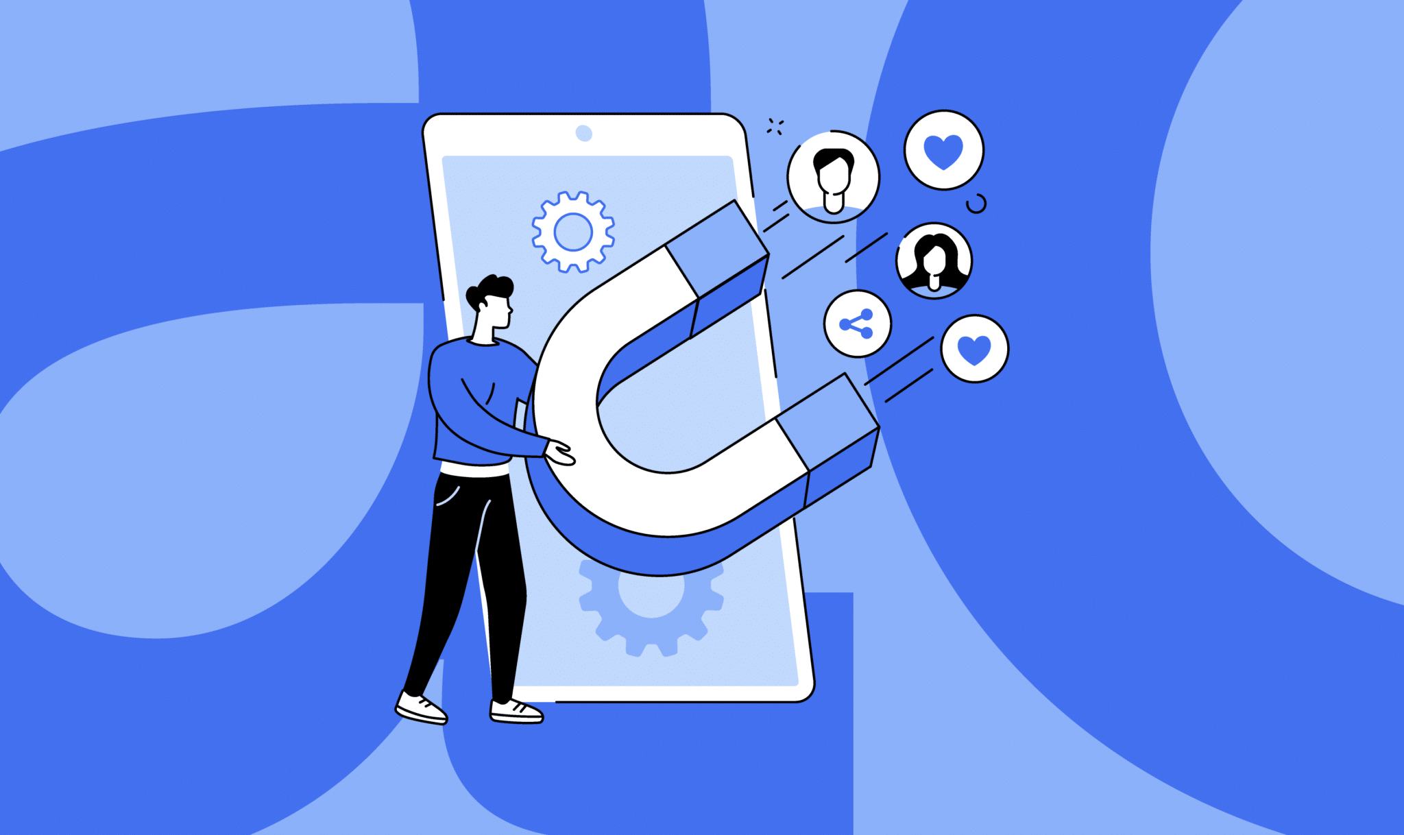 Illustration aimant qui attire les ventes et clients sur internet