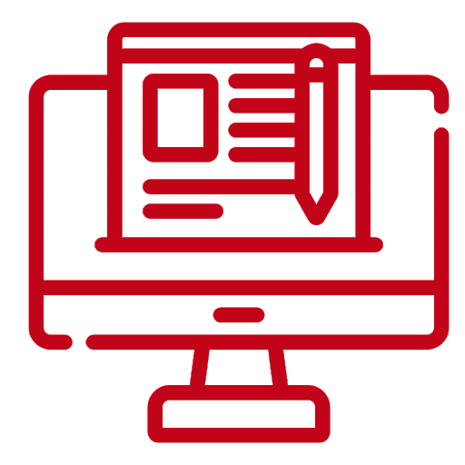 Pictogramme rédaction web en rouge