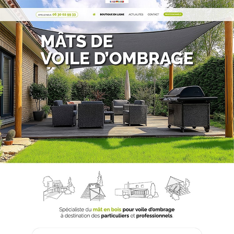 Mât de voile d’ombrage